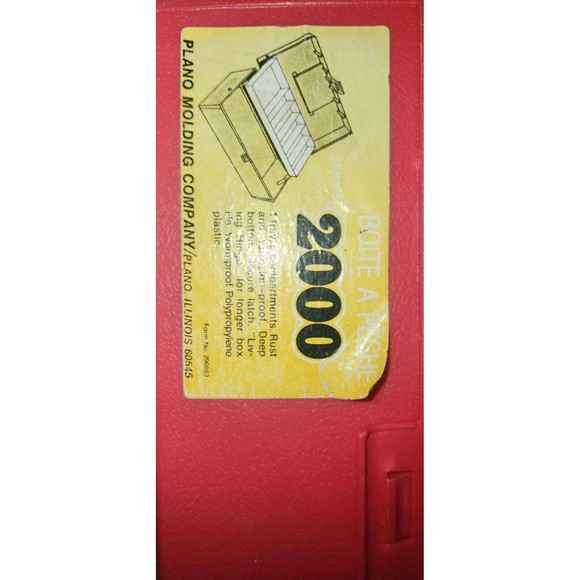 Plano 2000 Series Red Fishing Box 2 Tier Tackle Boite A Peche 1980s Vintage - Picture 9 of 10